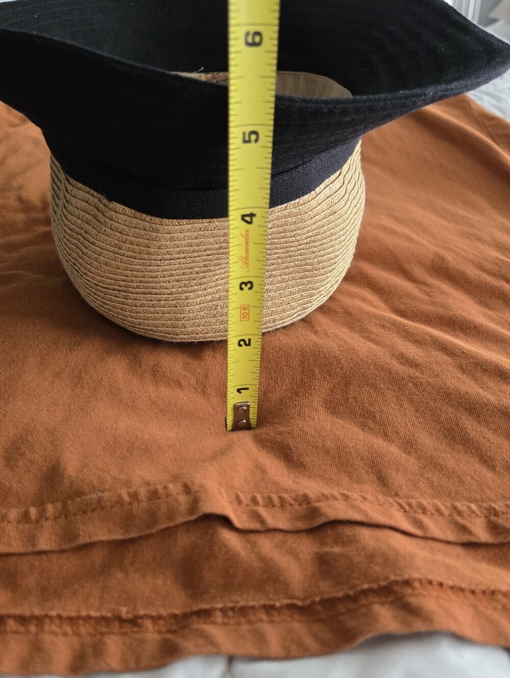 Scala Paper Straw Bucket Hat with Black Brim Beach Travel Pool Lake Market Boat - Picture 12 of 13